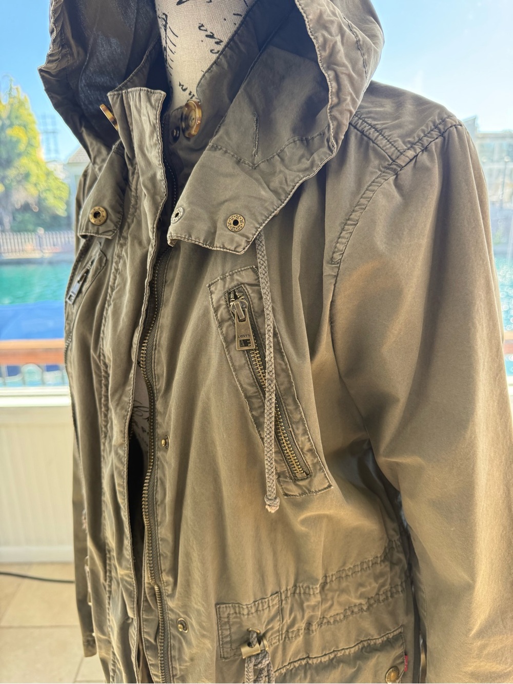 Levi's Olive Green Bomber Jacket with Hood